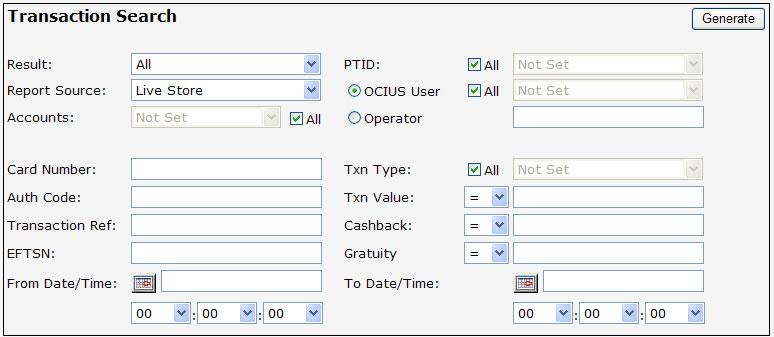 Transaction Search Window