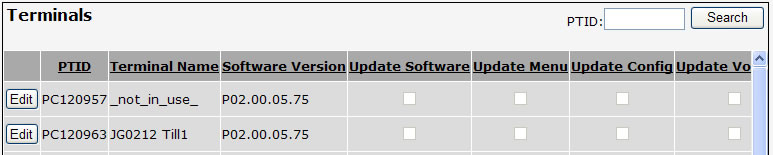 Terminal Management Screen